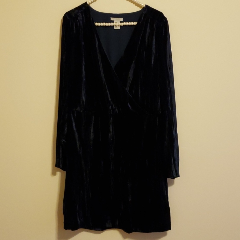 H&M Blue Velvet Mini Dress